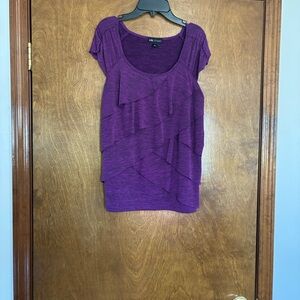 I.N. Studio Purple Layered Ruffle Tee